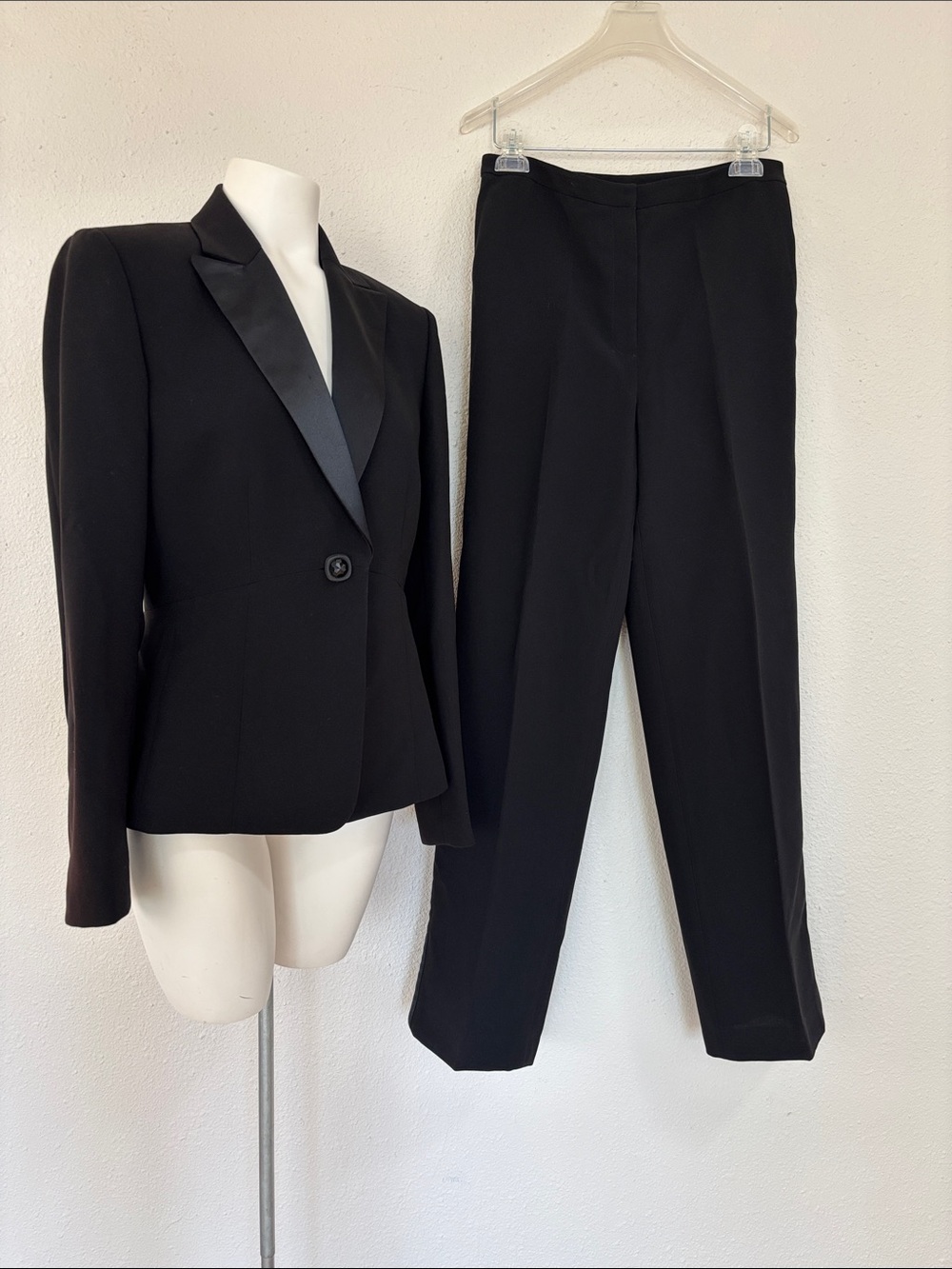WOW! Tuxedo Black Satin Lapel Women's Blazer and Trousers Suit
